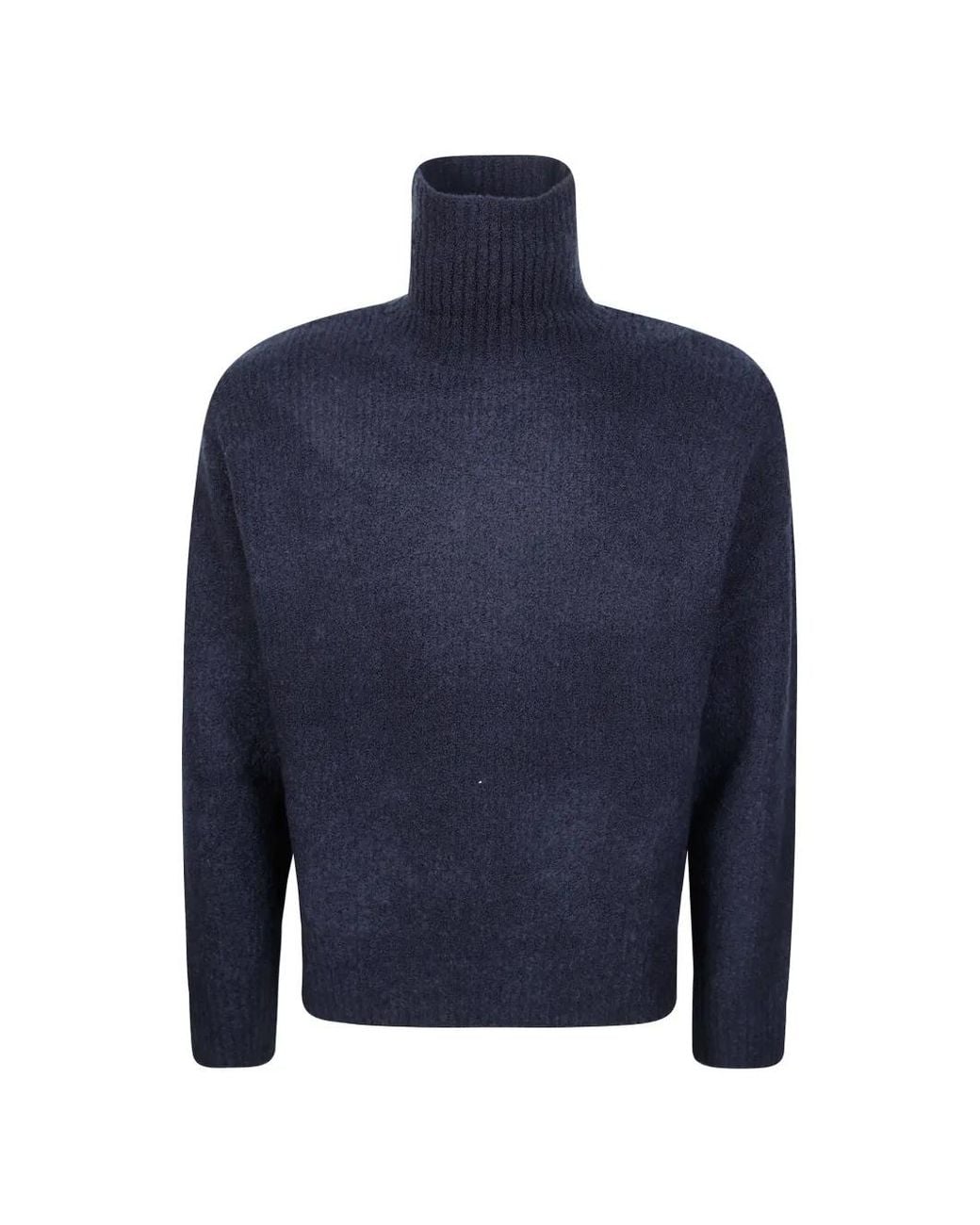 Paolo Pecora Blue High-Neck Bouclé Sweater for men