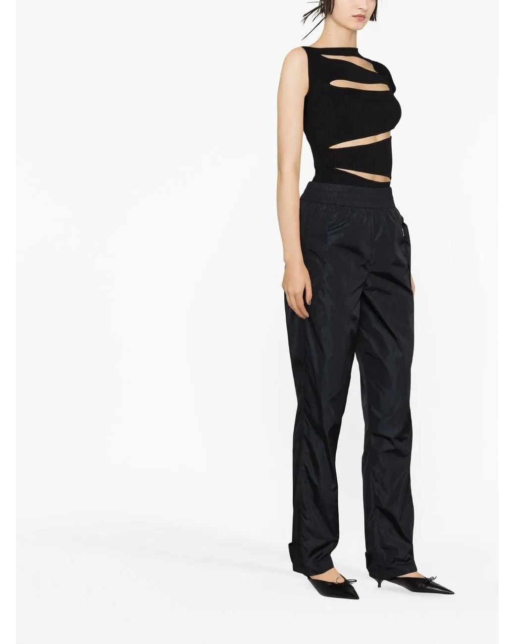 Off-White c/o Virgil Abloh Blue Logo-Print Elasticated Trousers