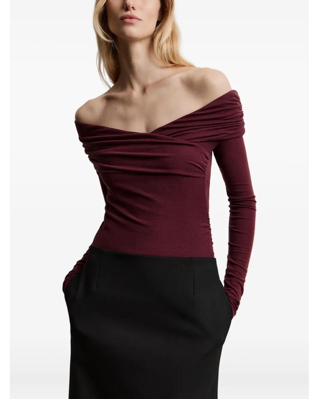 12 STOREEZ Purple Off-Shoulder Top