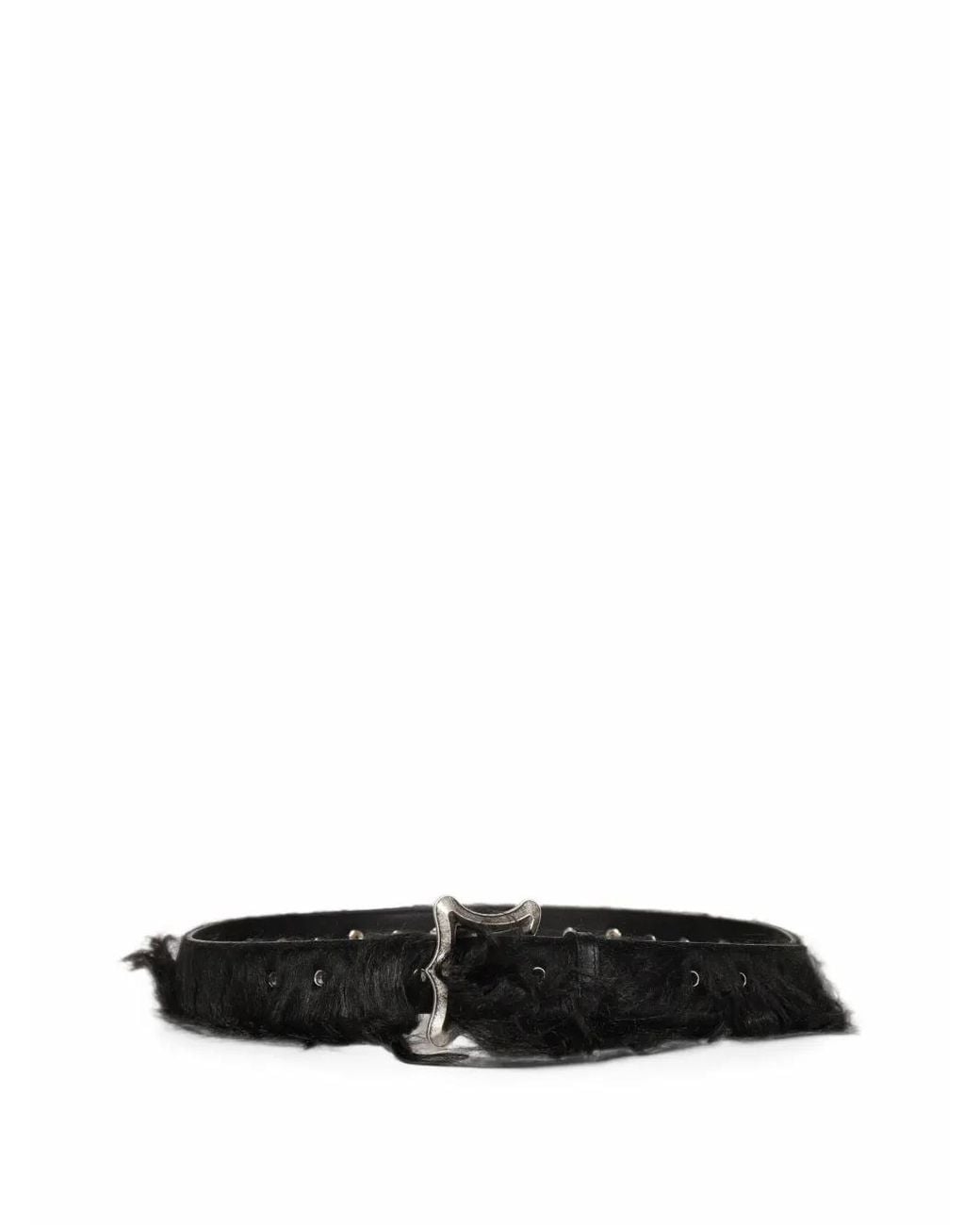 THUG CLUB Black Maine Faux-Fur Studded Belt for men