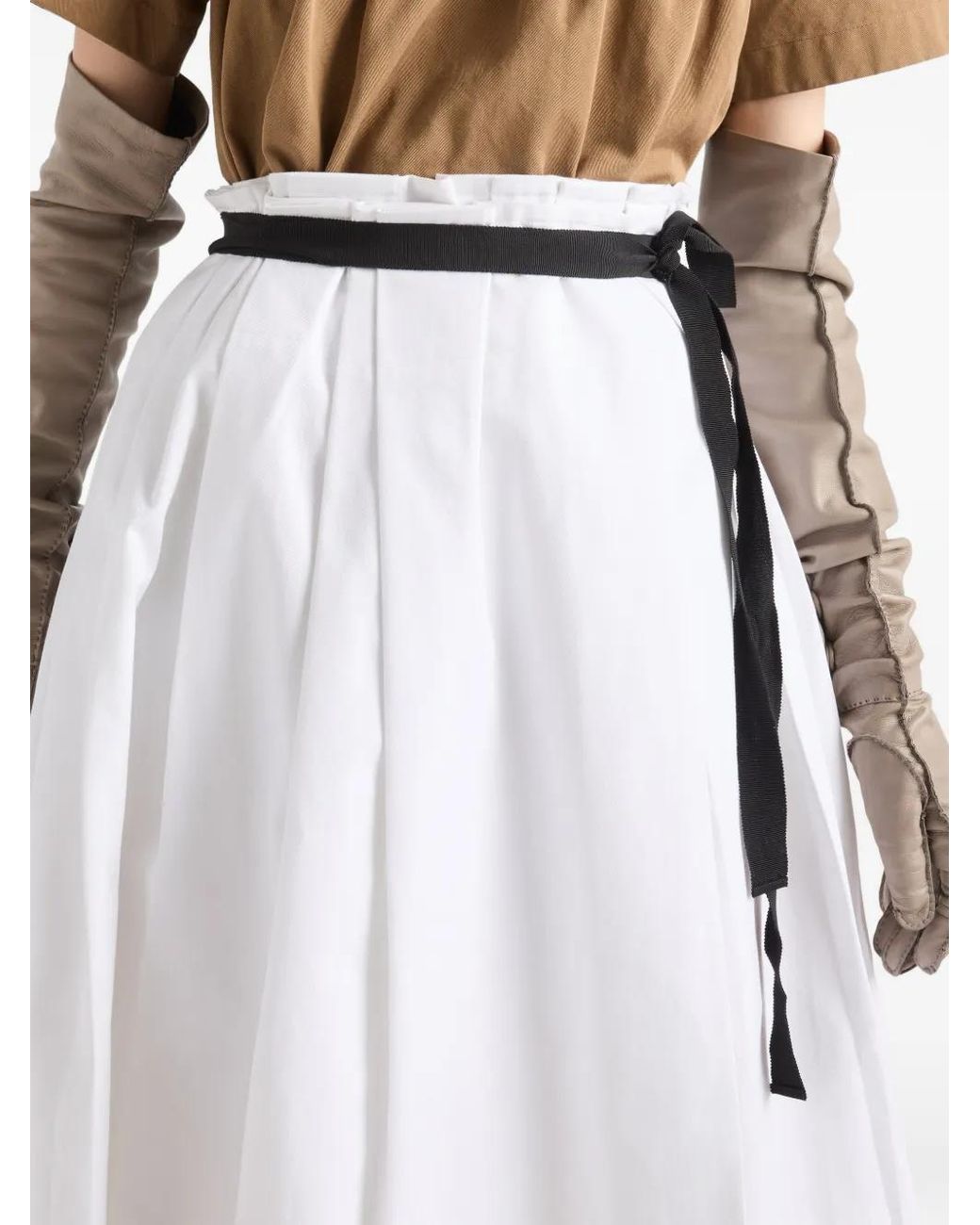 Prada Gegabardine Rok Met Ceintuur in het White