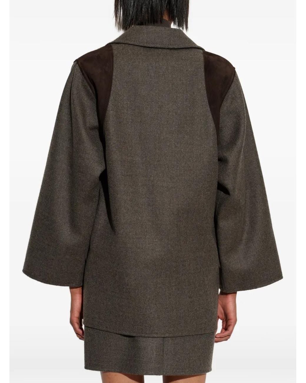 Max Mara Gray Oversized Double Wool Jacket