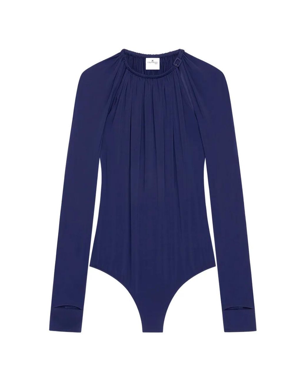 Courreges Blue Cut Out Long-Sleeve Jersey Bodysuit