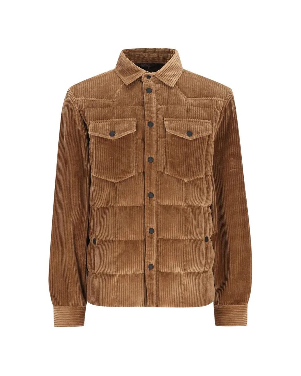 Moncler Brown Quilted Corduroy Jacket for men
