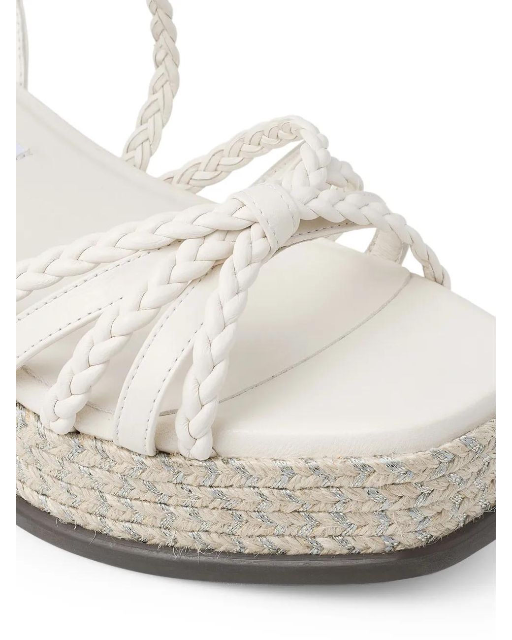 Jimmy Choo White Nyra 60 Braided Espadrille Sandals