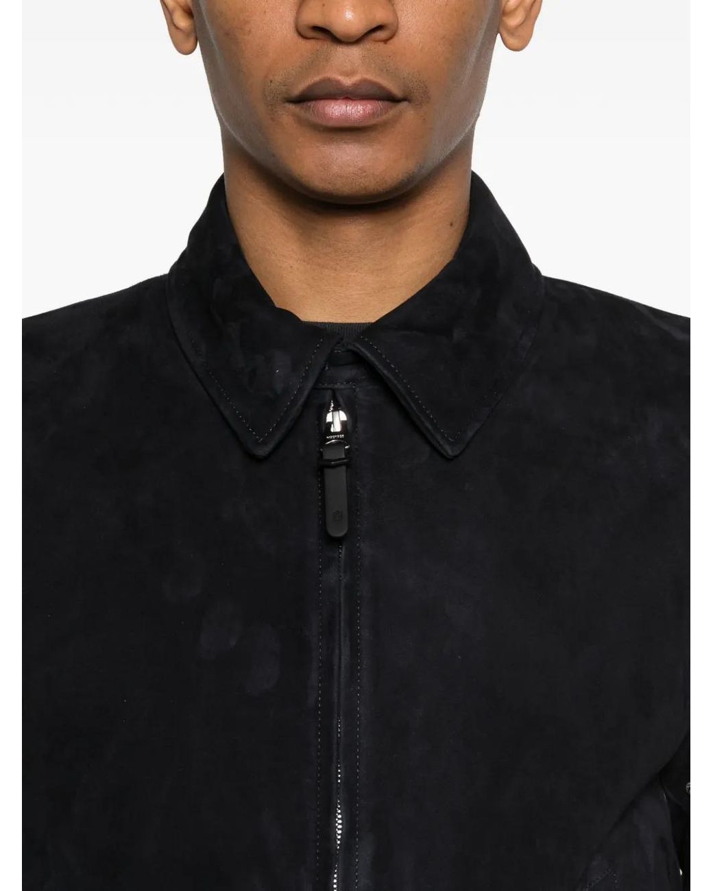 Mackage Black Zip Suede Bomber Jacket for men