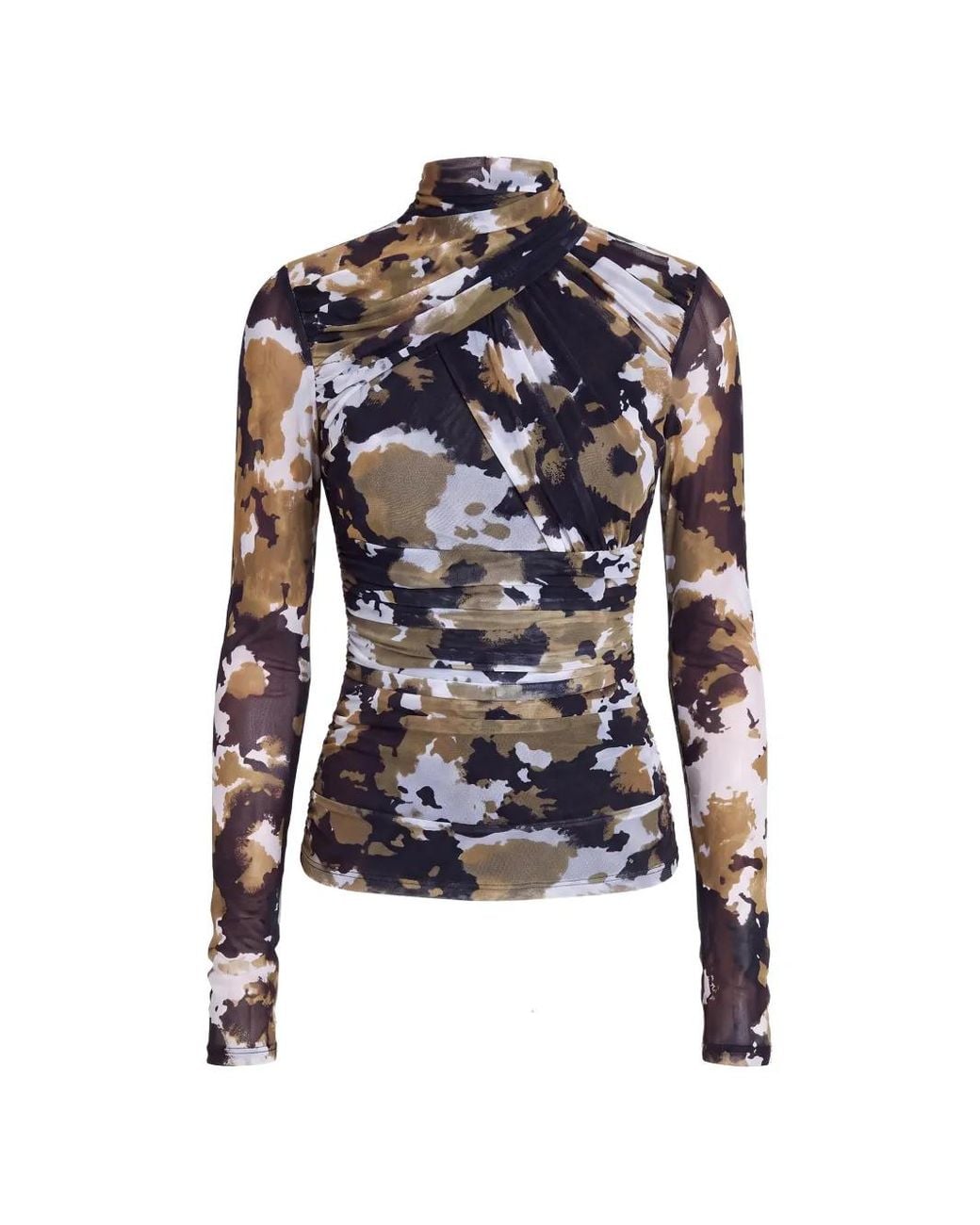 Nicholas Blue Abstract-Print Ruched Top