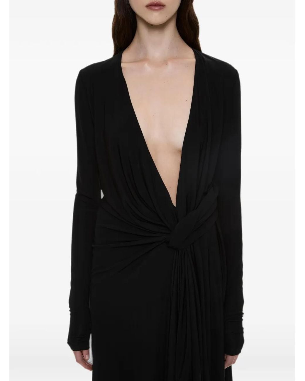 Christopher Esber Black Spire Plunging Knotted Dress