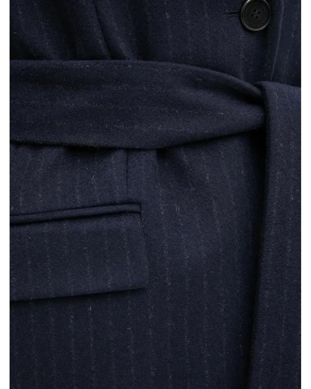 Karl Lagerfeld Blue Pinstripe Belted Coat