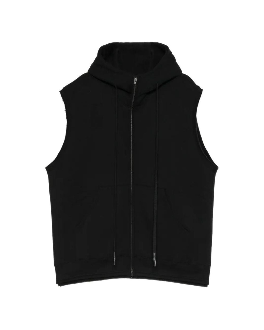 Nude:mm Black Sleeveless Zip-Up Hoodie for men