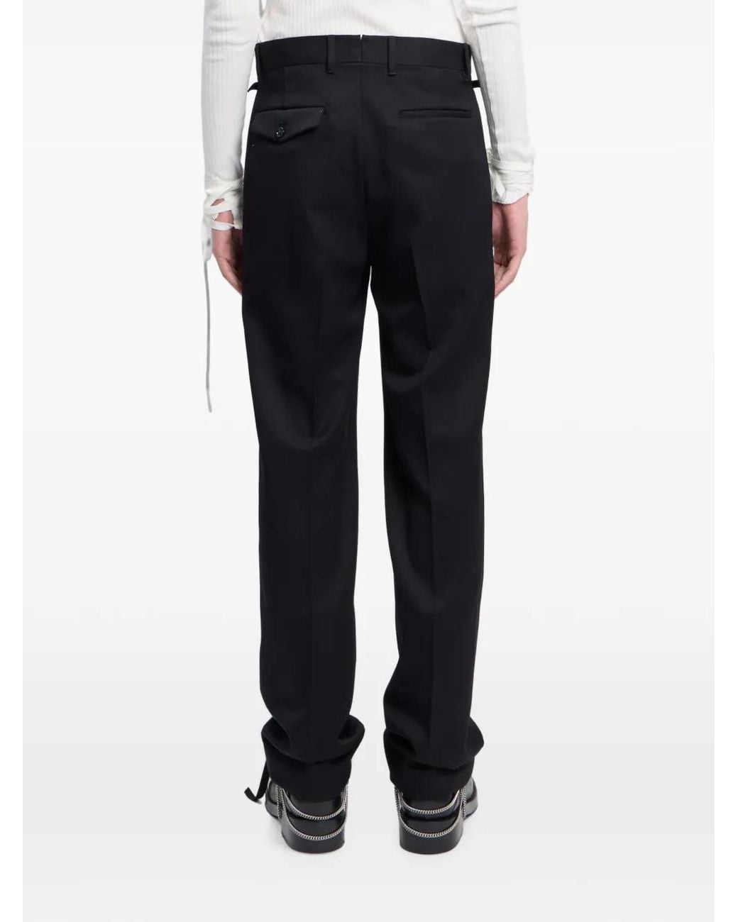 Ann Demeulemeester Black Worsted Wool Gabardine Trousers for men