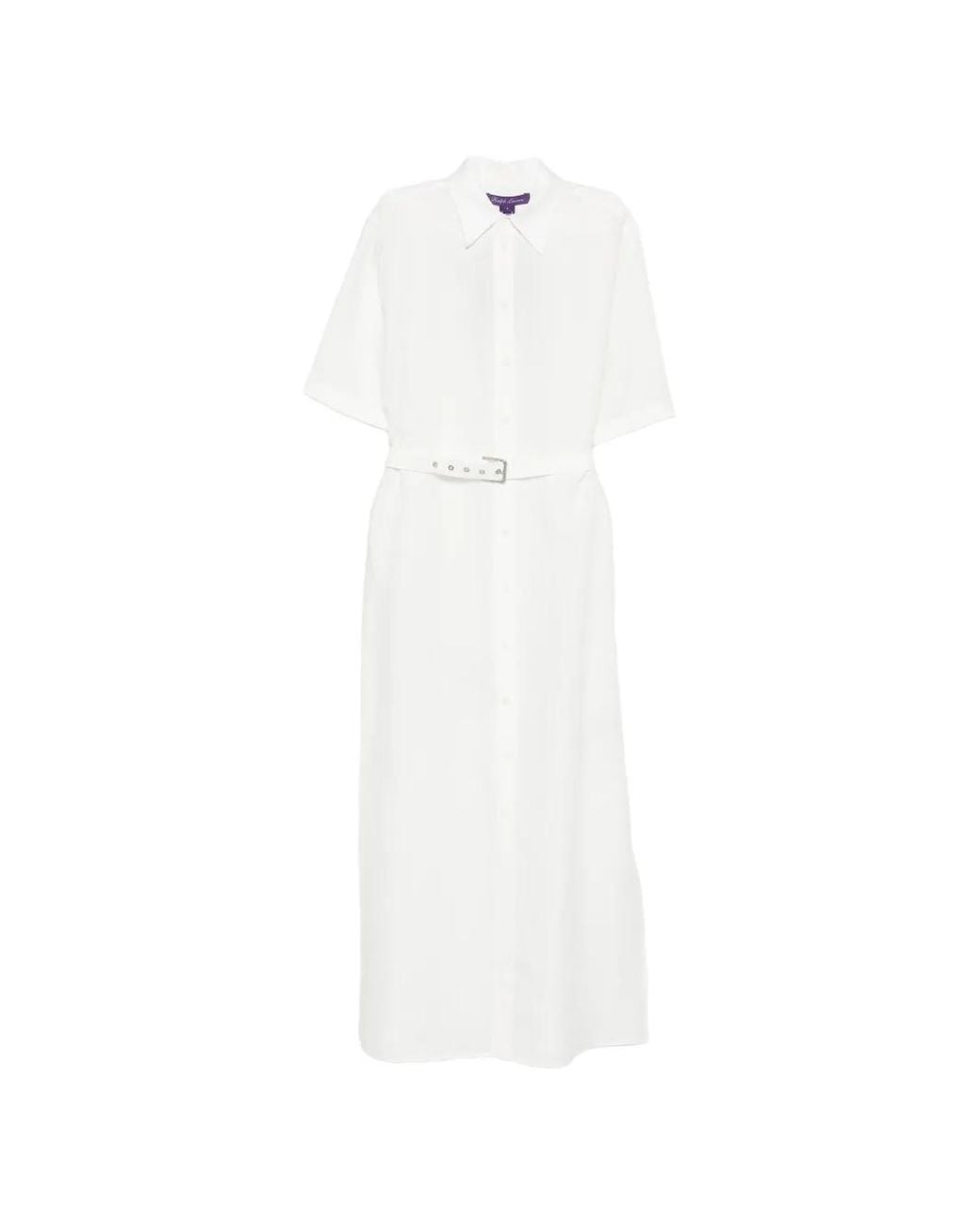 Ralph Lauren White Carol Short-Sleeve Belt Maxi Dress