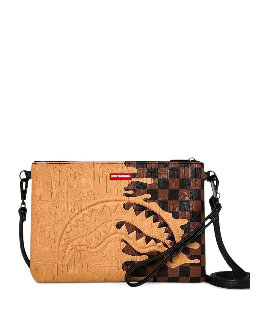 Sprayground Brown Henny Melt Shark-Motif Clutch Bag