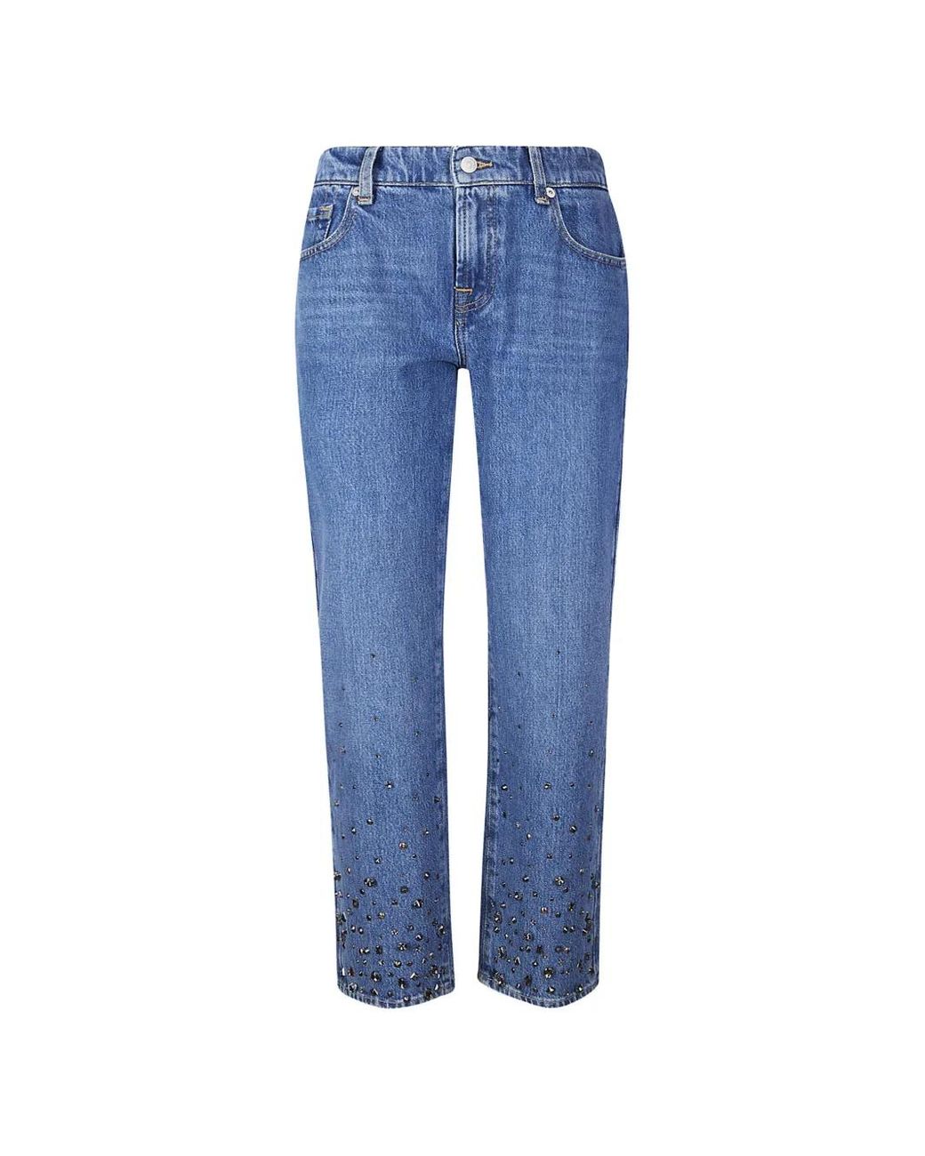 7 For All Mankind Blue Callie Studded Jeans