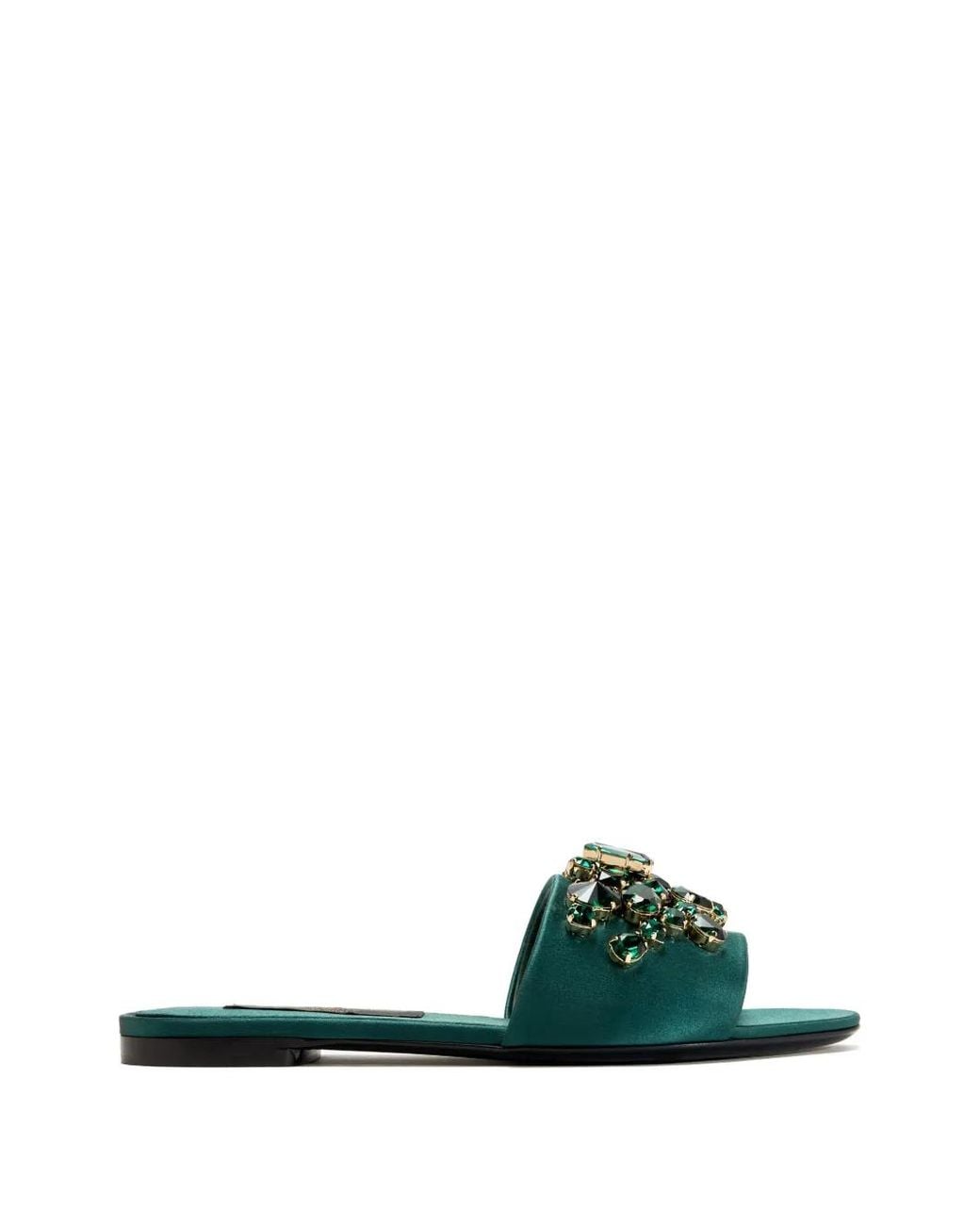 Dolce & Gabbana Green Jewel-Embellished Sandals