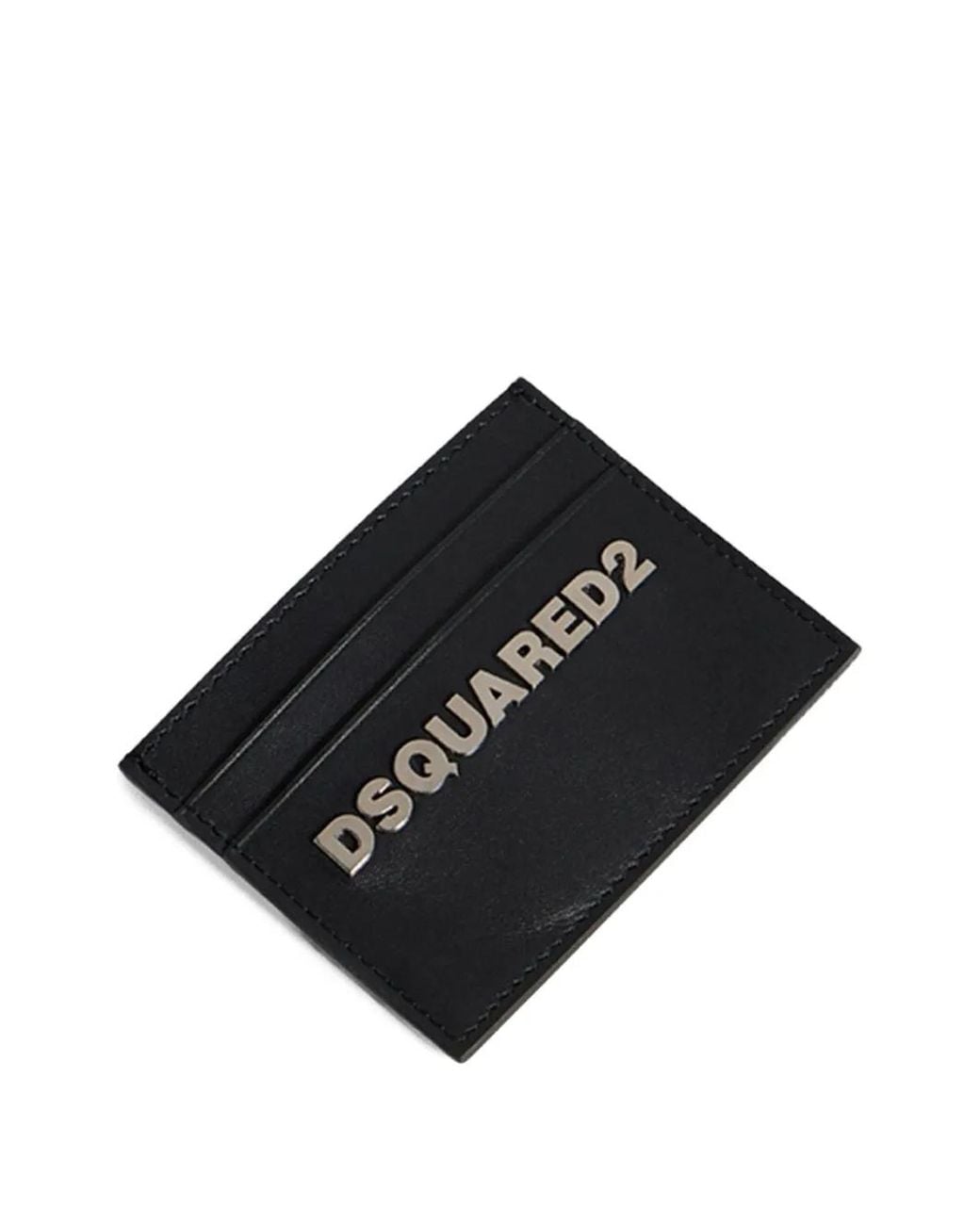 DSquared² Black Logo-Plaque Leather Card Holder for men