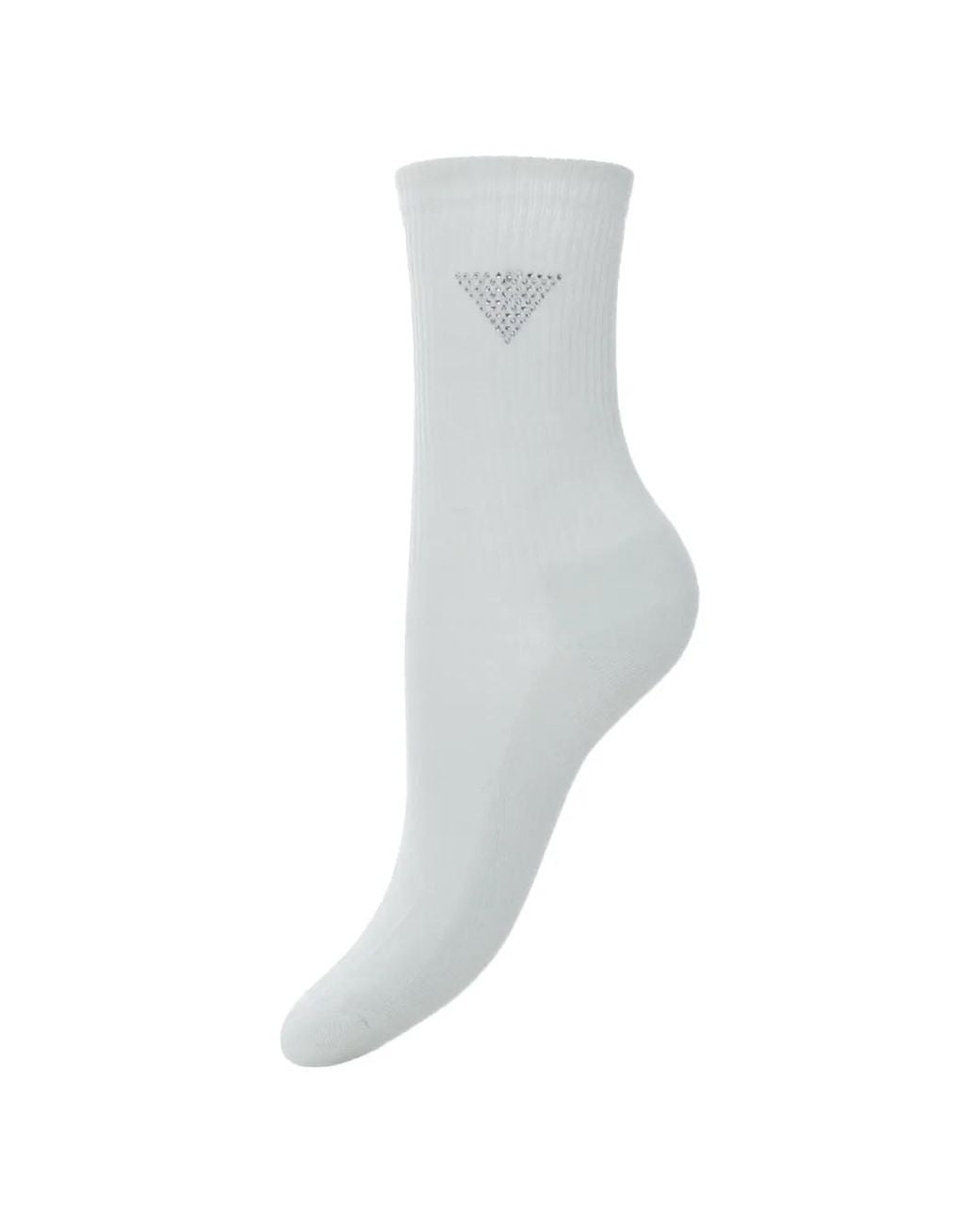 Guess White Rhinestones Logo Socks