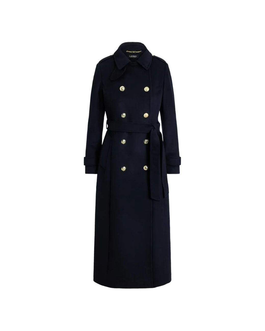 Ralph Lauren Blue Double-Breasted Belted Coat