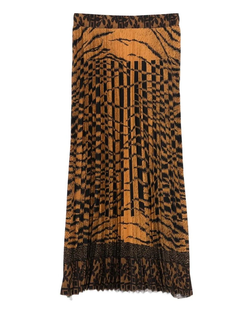 Pierre Louis Mascia Orange Pleated Patterned Skirt