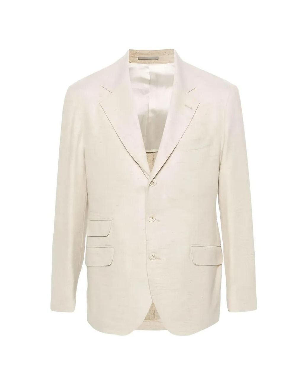 Brunello Cucinelli White Tailored Notch-Lapel Blazer for men
