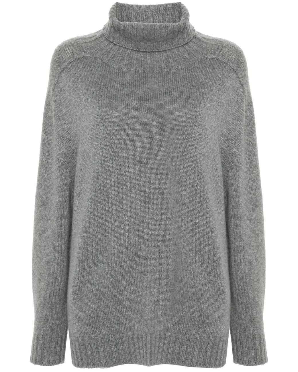 Bompard Gray Hammer-Sleeve Round-Neck Sweater