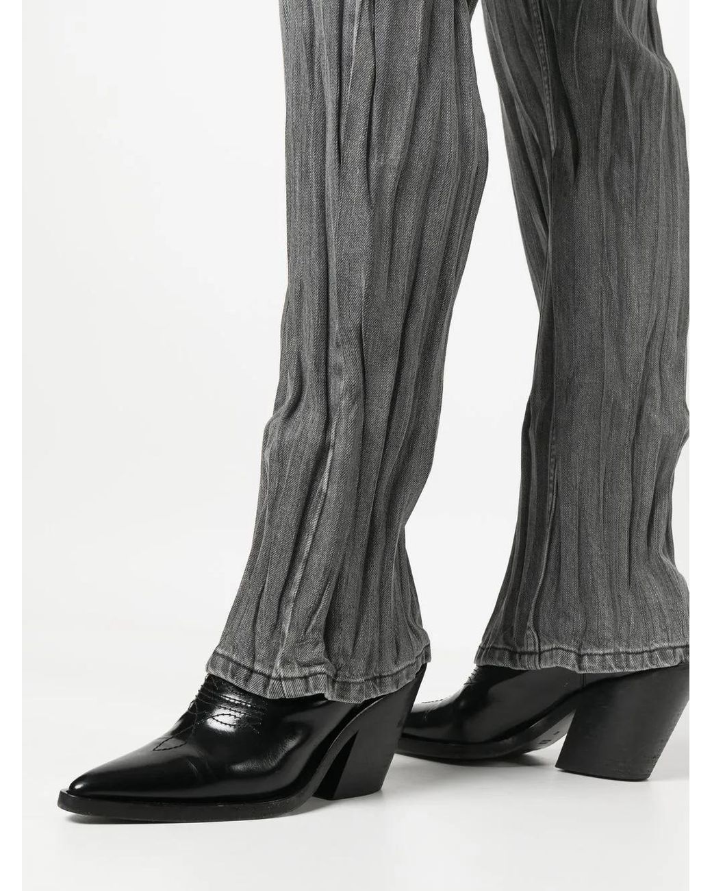 Martine Rose Gray Crease-Detail Denim Jeans