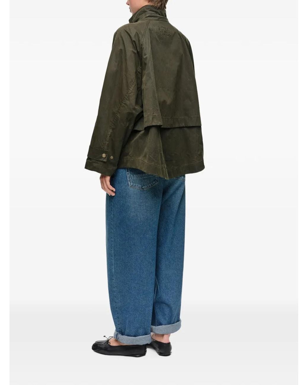 Bimba Y Lola Green Khaki Coated A-Line Trench Jacket