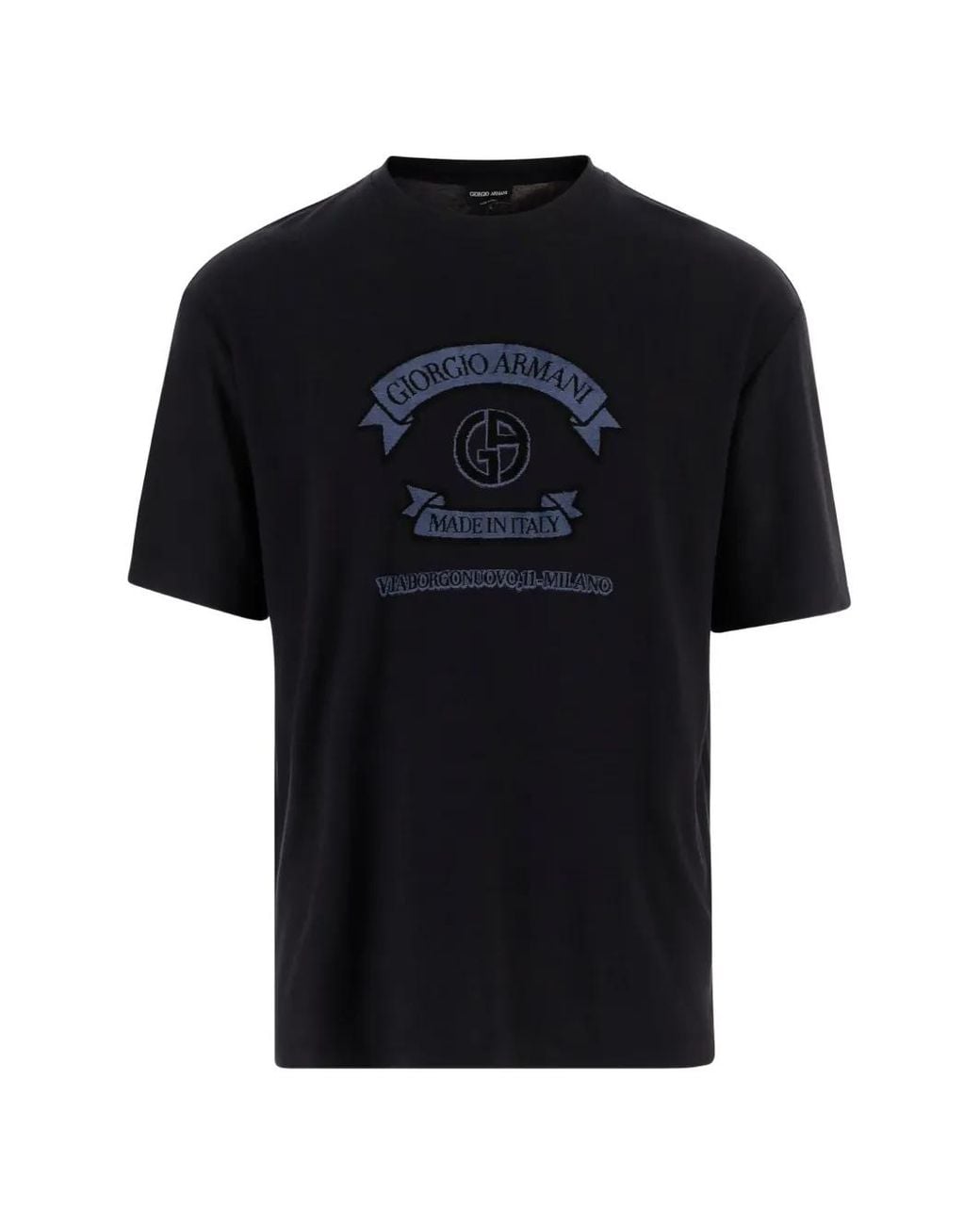 Giorgio Armani Black Logo-Print Round-Neck T-Shirt for men