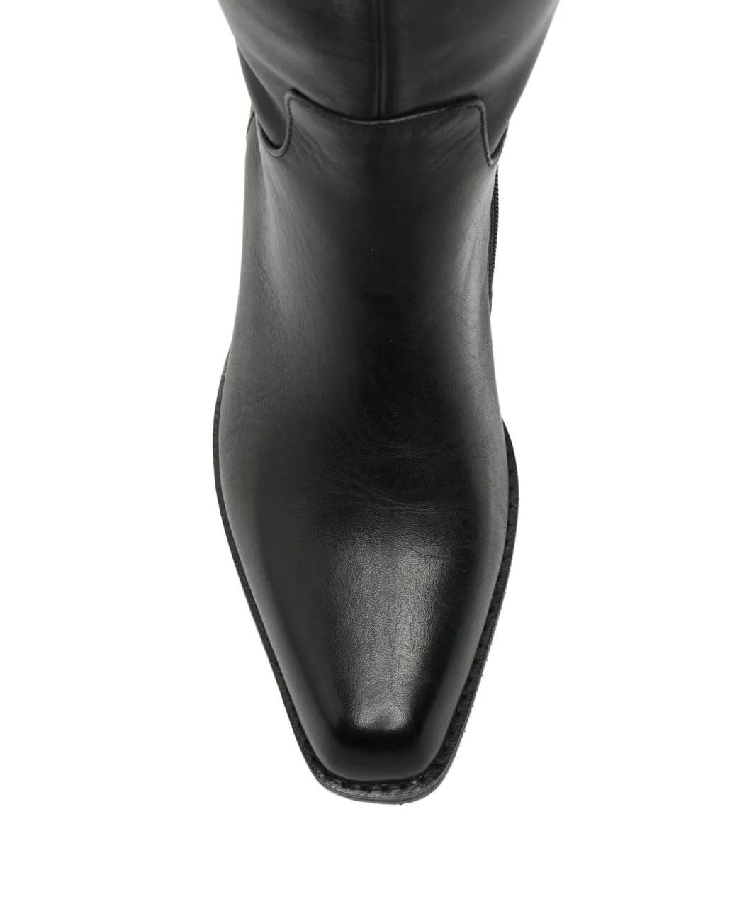 Linda Baumann Black Buckle-Detail Square-Toe Knee-High Boots