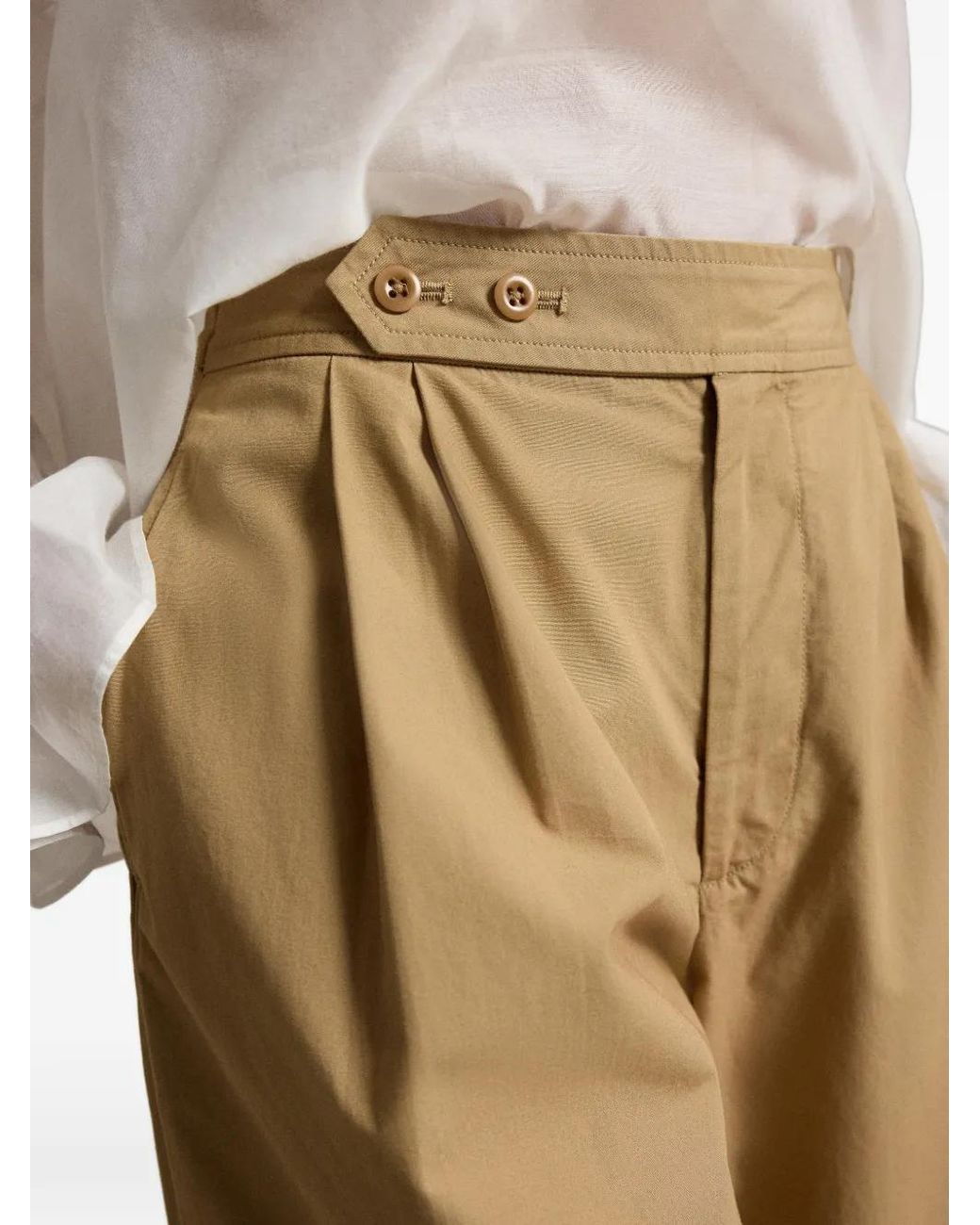 Polo Ralph Lauren Natural Relaxed Wide-Leg Crop Cotton Trousers