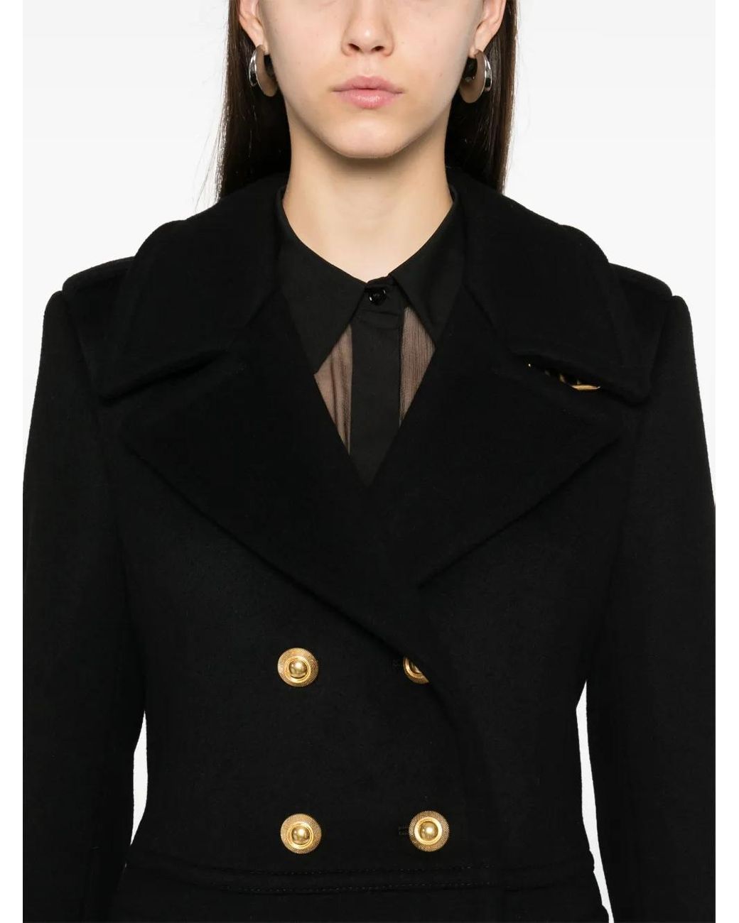 Tom Ford Black Wool Peacoat
