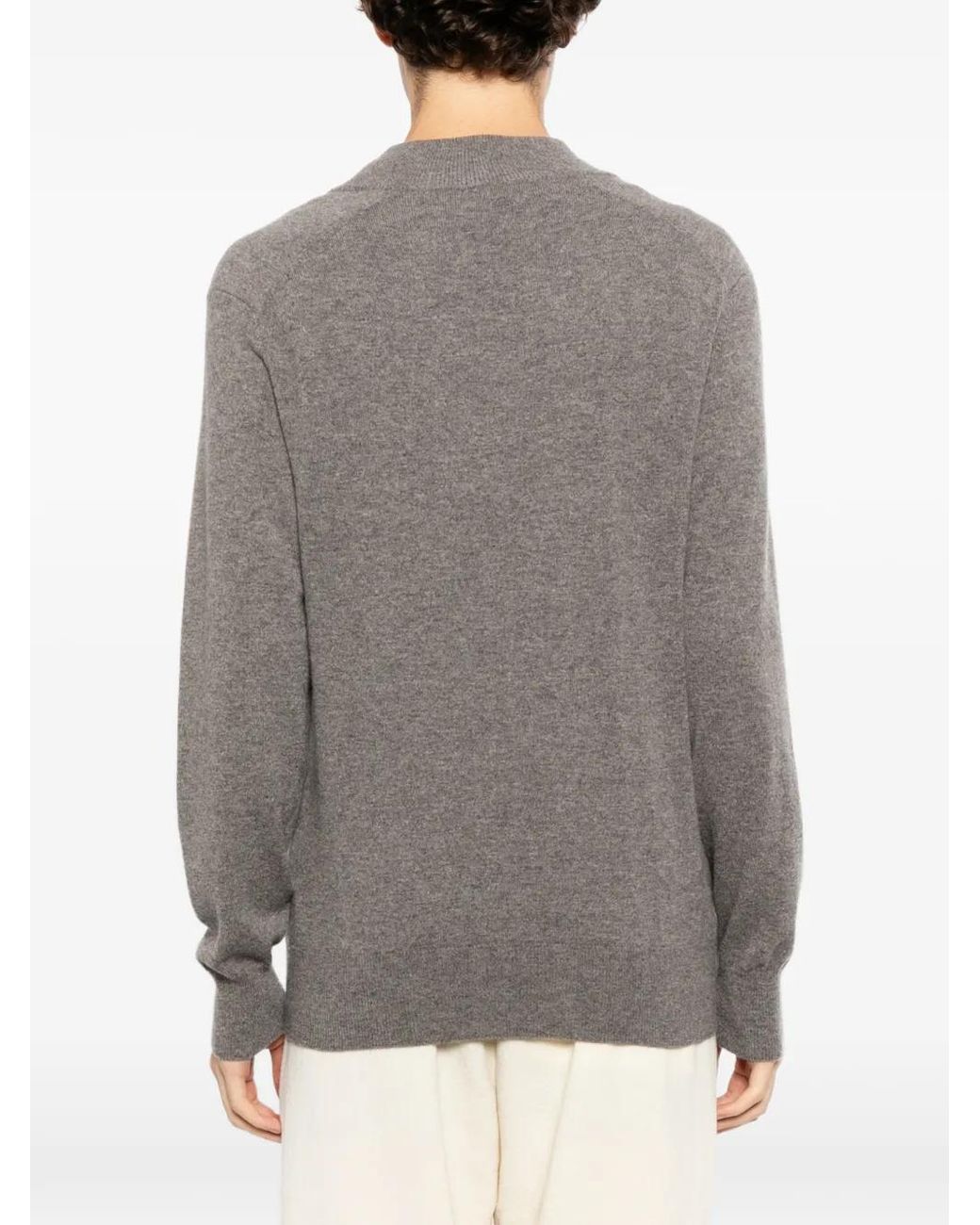 N.Peal Cashmere Gray Pull En Cachemire À Col Boutonné for men