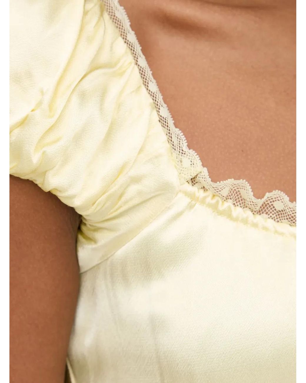 Bardot White Stasia Lace-Trim Puffed-Sleeve Dress