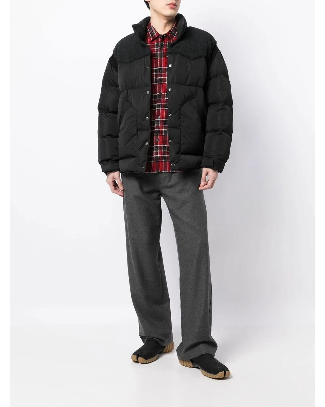 Undercover Black Panelled Puffer Jacket for men