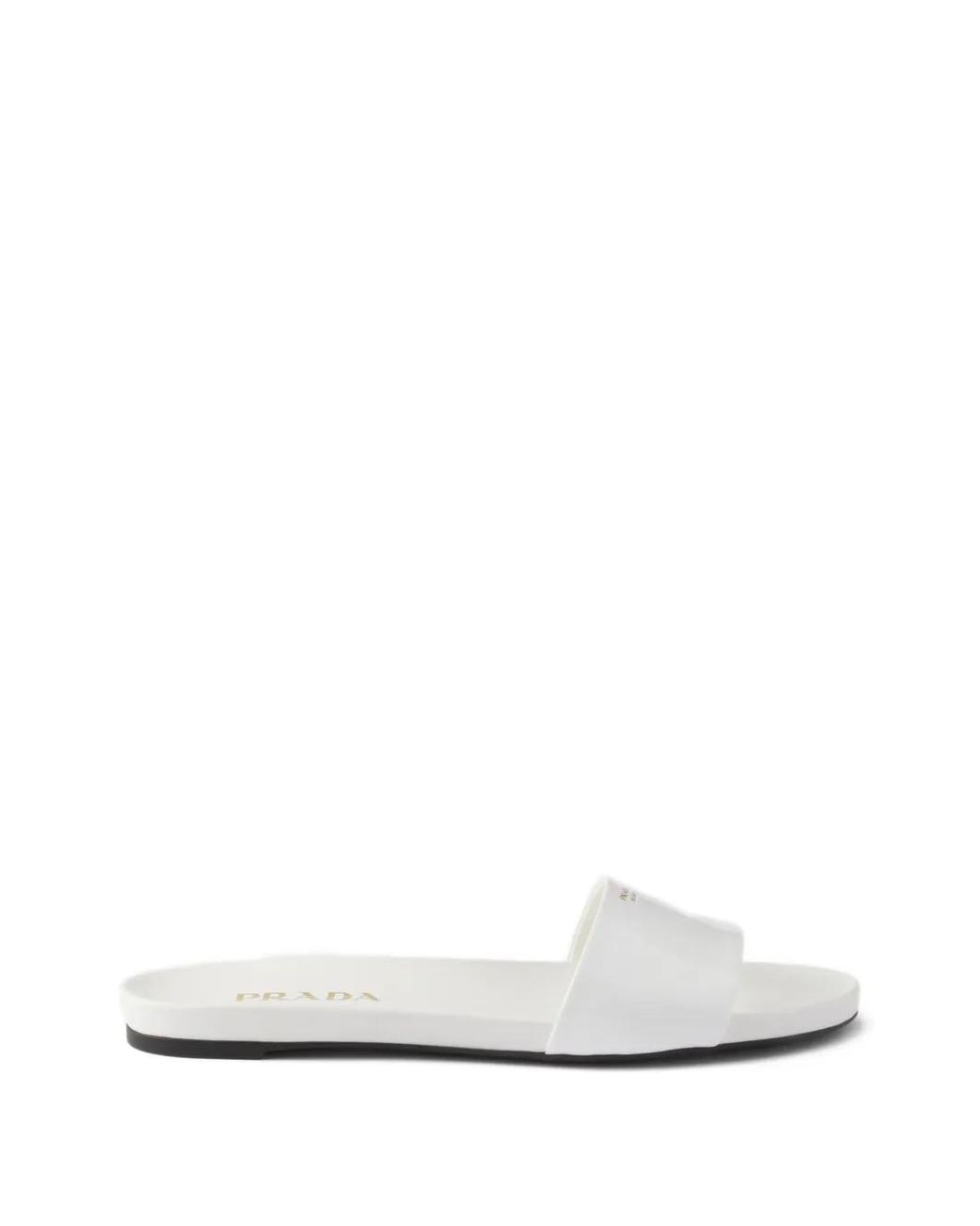 Prada White Patent Leather Slides