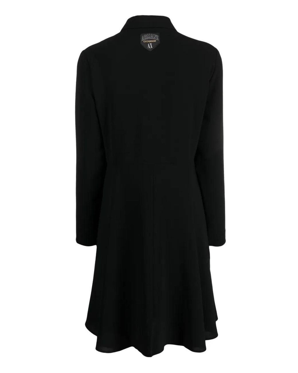 ARMANI EXCHANGE Black Logo-Patch Flared Dress