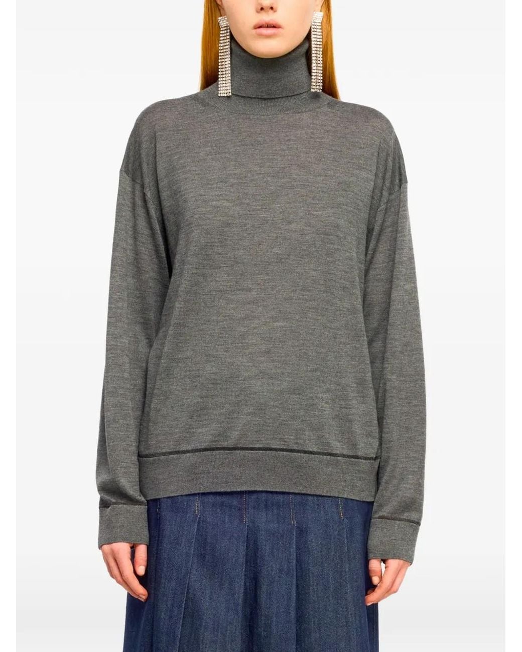 Semicouture Gray Freda Turtleneck Sweater