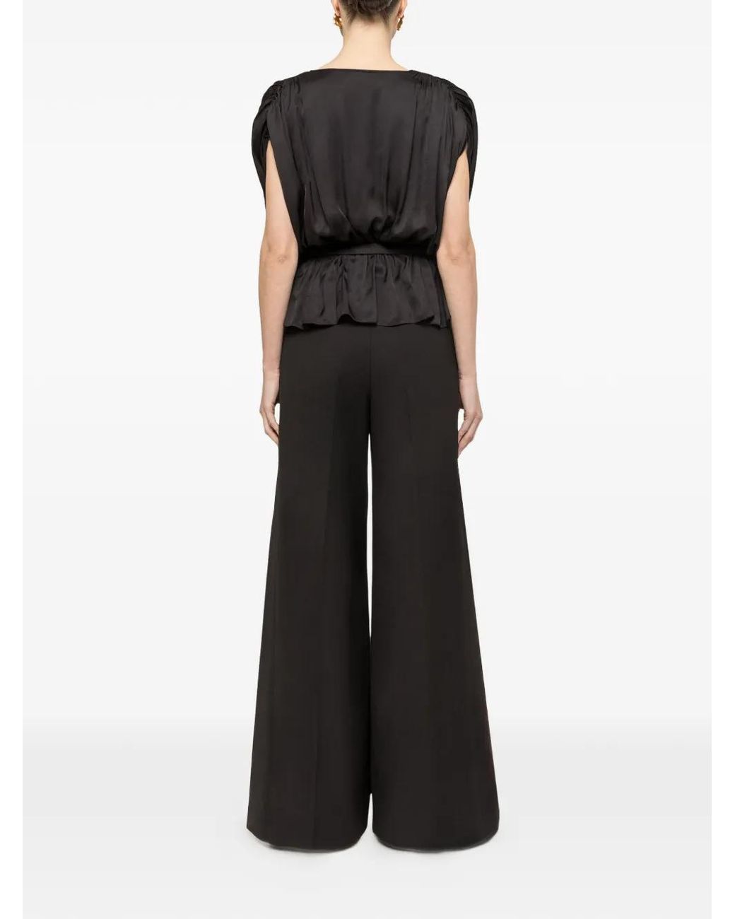 Nissa Black Belted Viscose Top