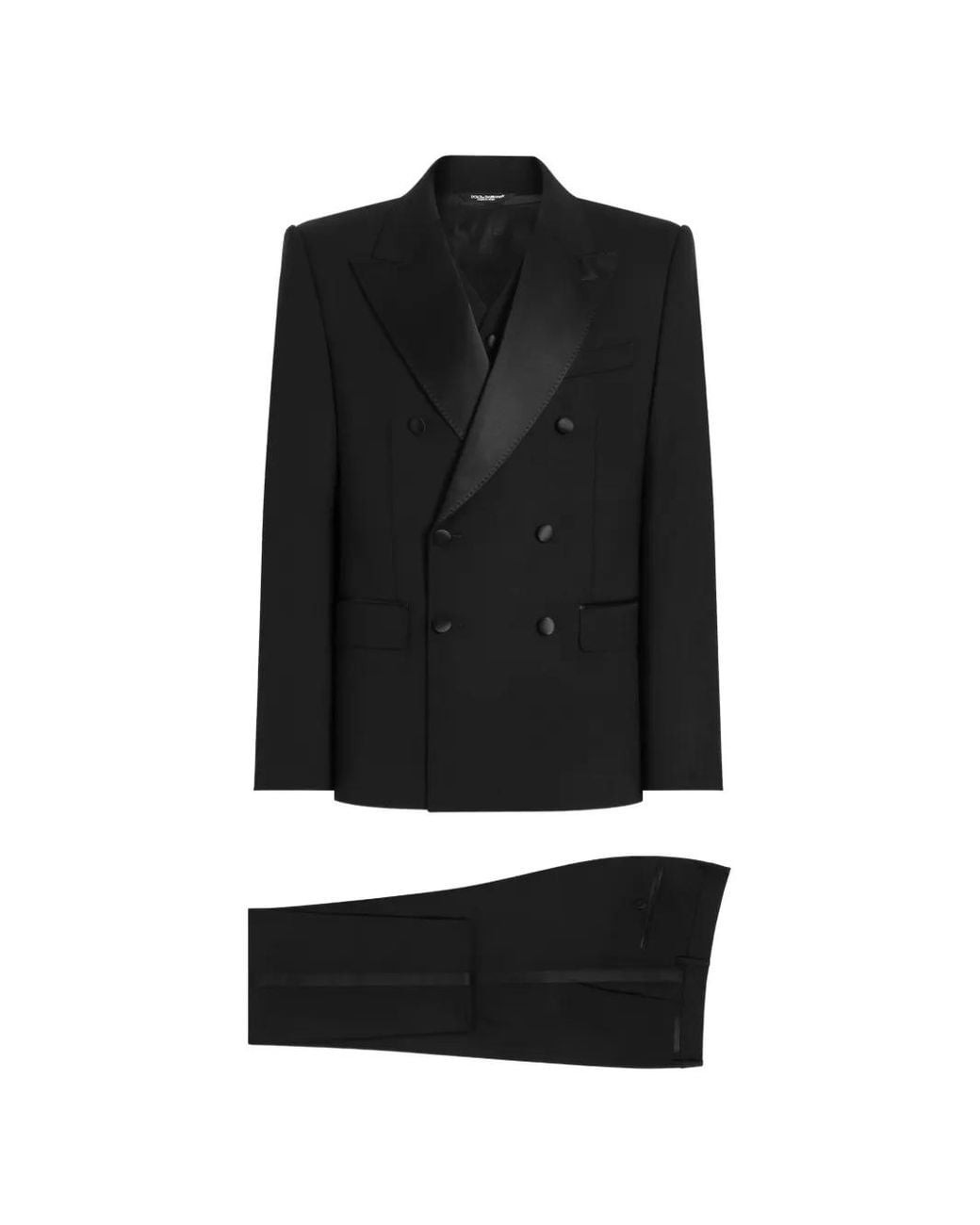Dolce & Gabbana Black Sicilia-Fit Double-Breasted Three-Piece Suit for men