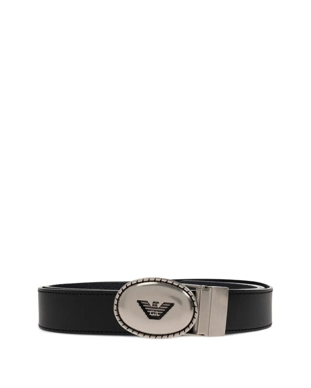 Emporio Armani White Ceinture Réversible À Plaque Logo for men