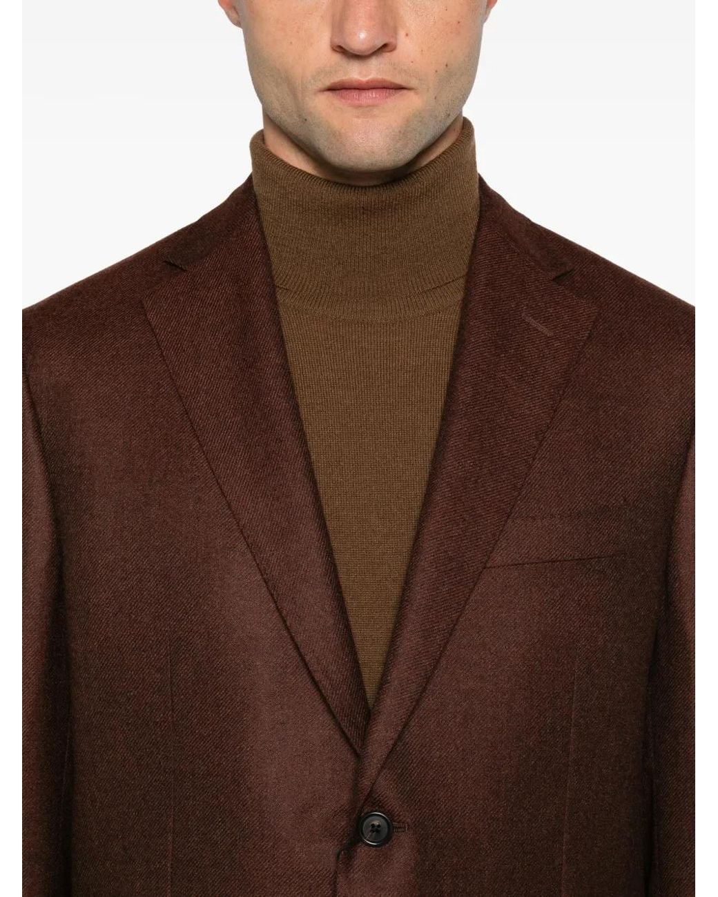 Corneliani Brown Single-Breasted Notched-Lapels Blazer for men