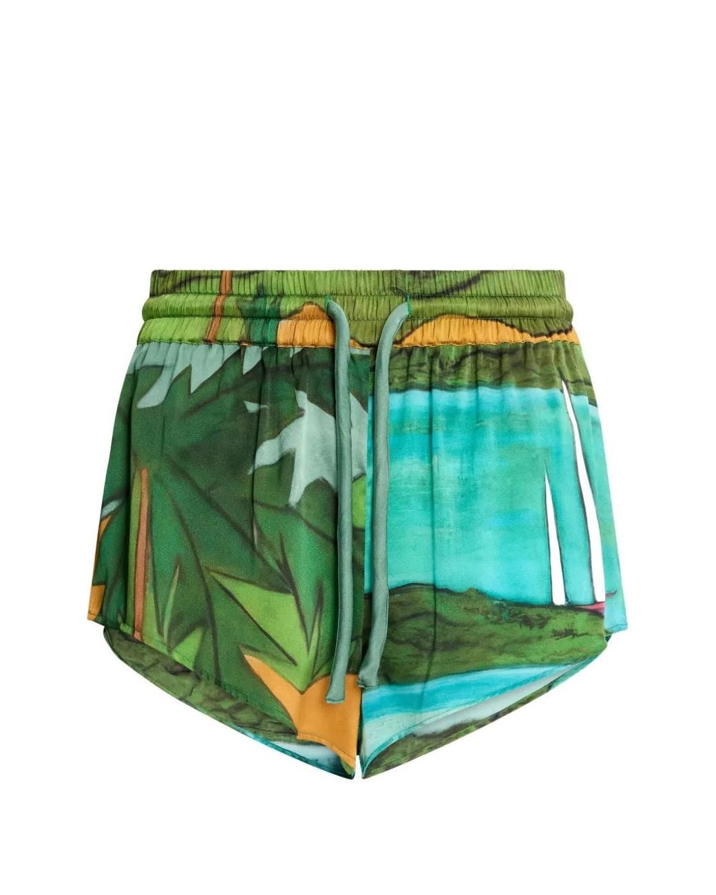 Donde Esteban Green Magdalena Silk Shorts