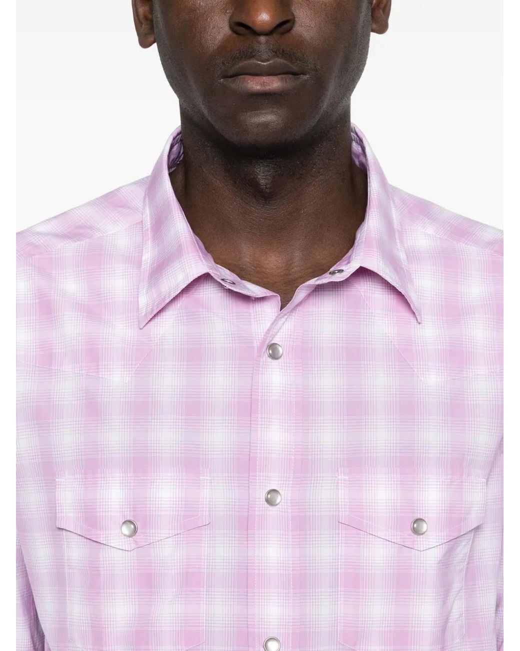 Tom Ford Pink Check-Pattern Chest-Pocket Shirt for men