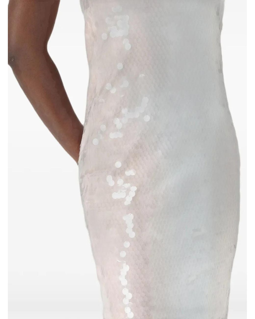 Max Mara White Sequin-Embellished Strapless Midi Dress
