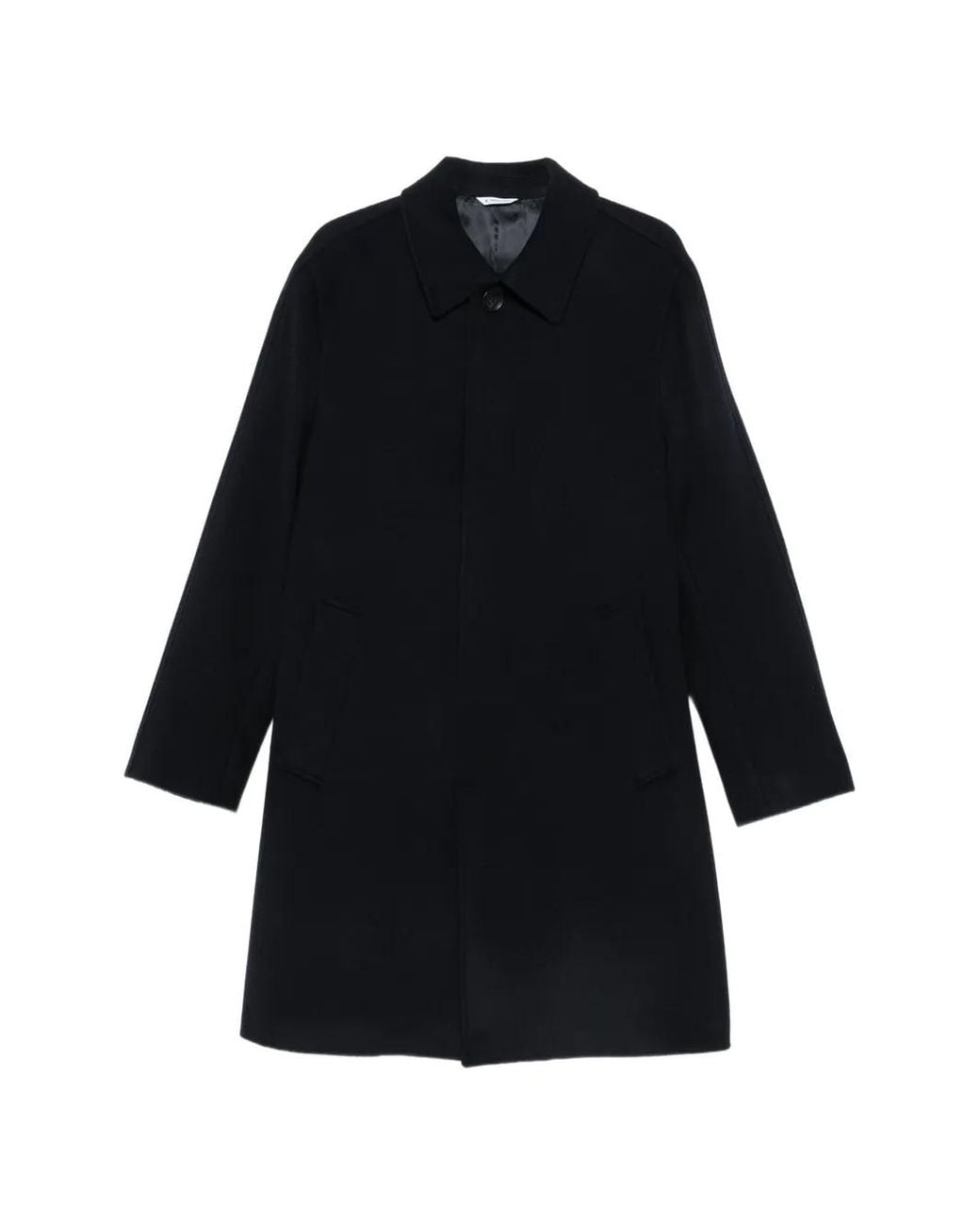 Manuel Ritz Black Concealed-Fastening Coat for men