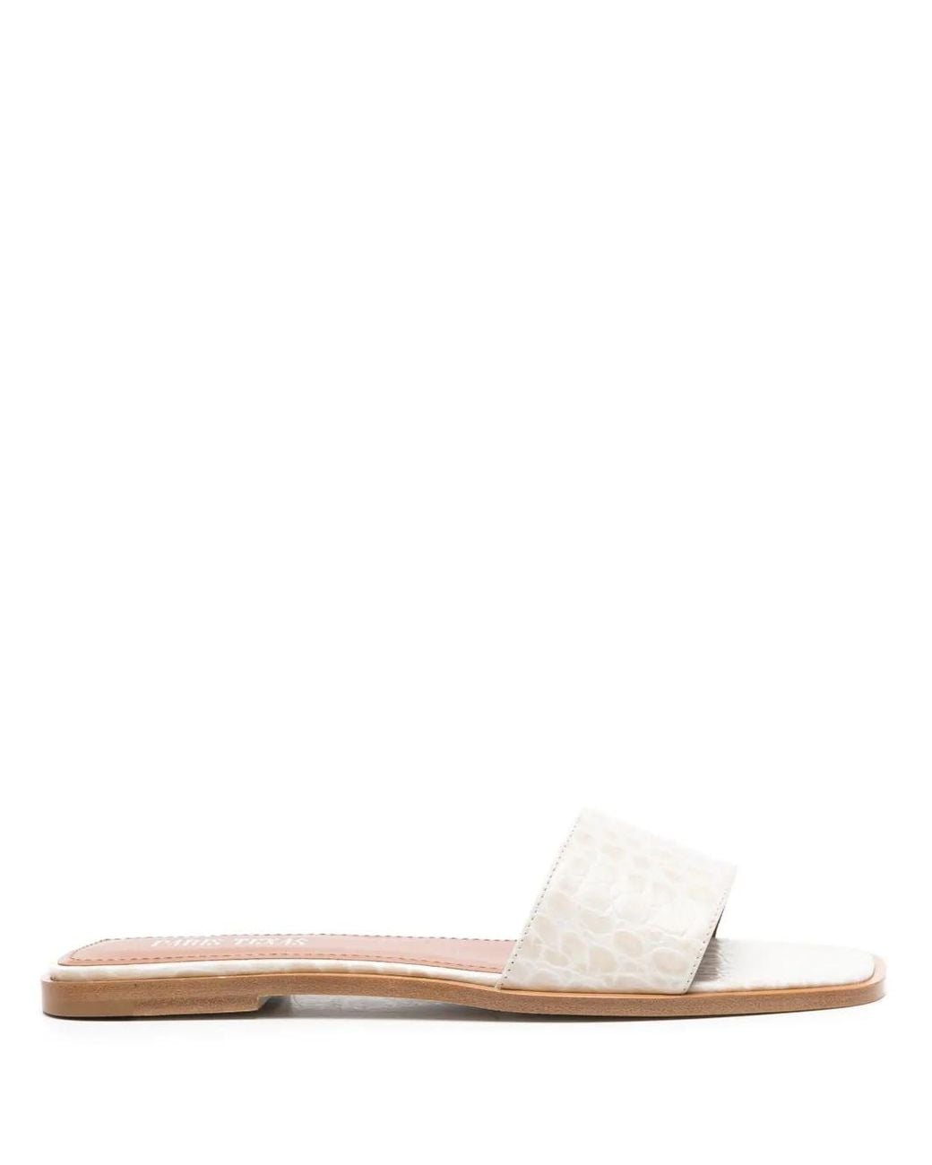 Paris Texas White Crocodile-Effect Leather Sandals