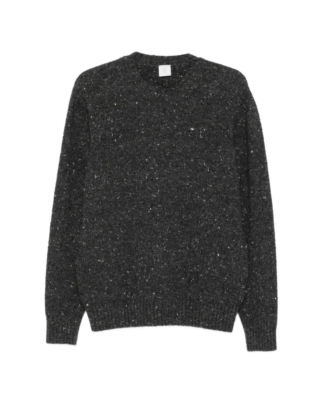 Eleventy Black Long-Sleeve Crew Neck Sweater for men