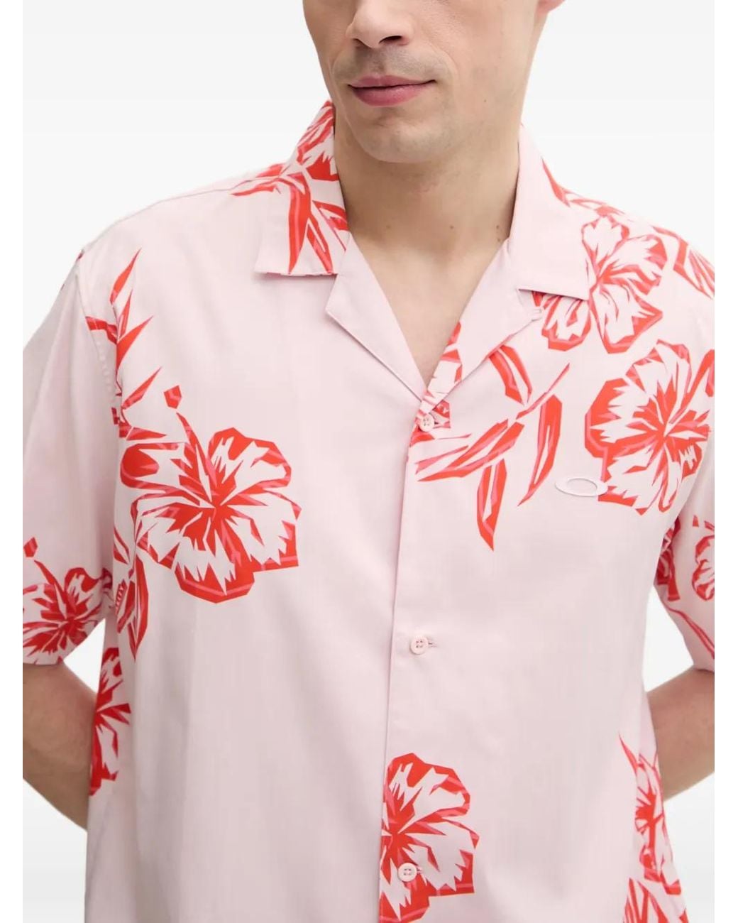 Oakley Pink Hibiscus Breeze Floral-Print Short-Sleeve Shirt for men