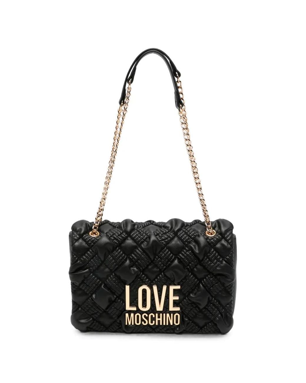 Love Moschino Black Sac Porté Épaule Matelassé À Plaque Logo