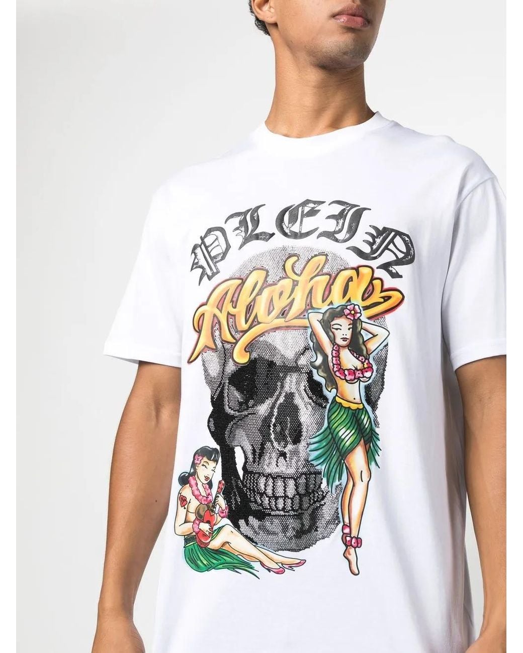 Philipp Plein White Hawaii Short-Sleeve T-Shirt for men